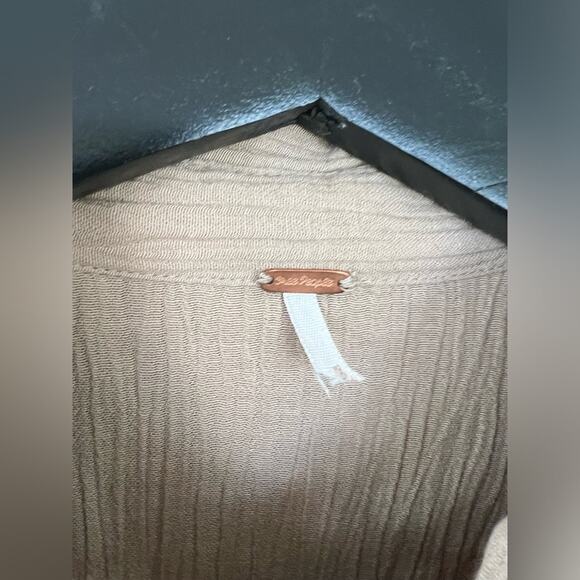 Free People Summer Stars Beige Top Small bottom bohemian balloon sleeve crochet - Picture 4 of 10